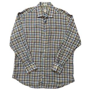 Peter Millar Shirt Mens Size L Long Sleeve Button 100% Linen Plaid Multicolor